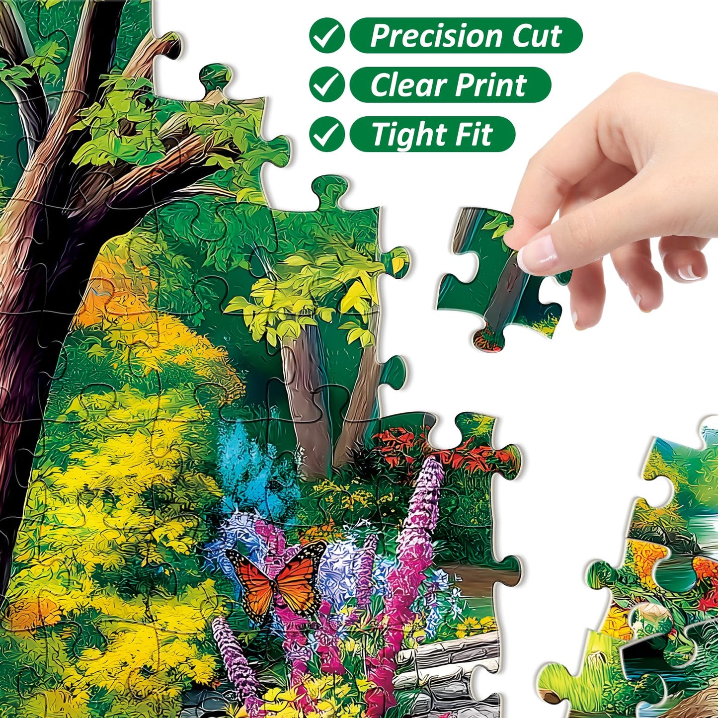 300 Piece Puzzle for mature-themeds Riverside Animal Puzzle for Kids Teen mature-themeds Spring Flower Landscape Jigsaw Puzzle 300 Piece Interlock Perfectly Letter on Back Family Activity Game Nights Gifts 20.5x15 in
