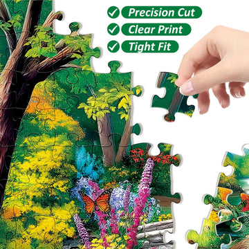 300 Piece Puzzle for mature-themeds Riverside Animal Puzzle for Kids Teen mature-themeds Spring Flower Landscape Jigsaw Puzzle 300 Piece Interlock Perfectly Letter on Back Family Activity Game Nights Gifts 20.5x15 in
