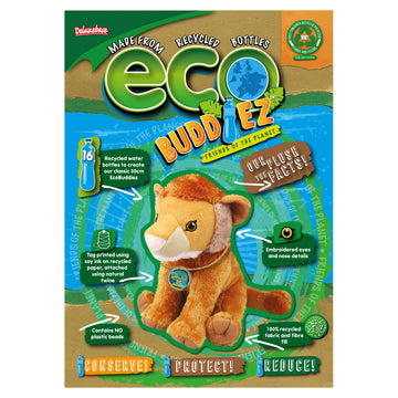 Ecobuddiez - Lion From Deluxebase. 12 Inch Lion Plush Toy. Eco Friendly Child Safe Lion Stuffed Animal Made From Recycled Plastic Bottles.
