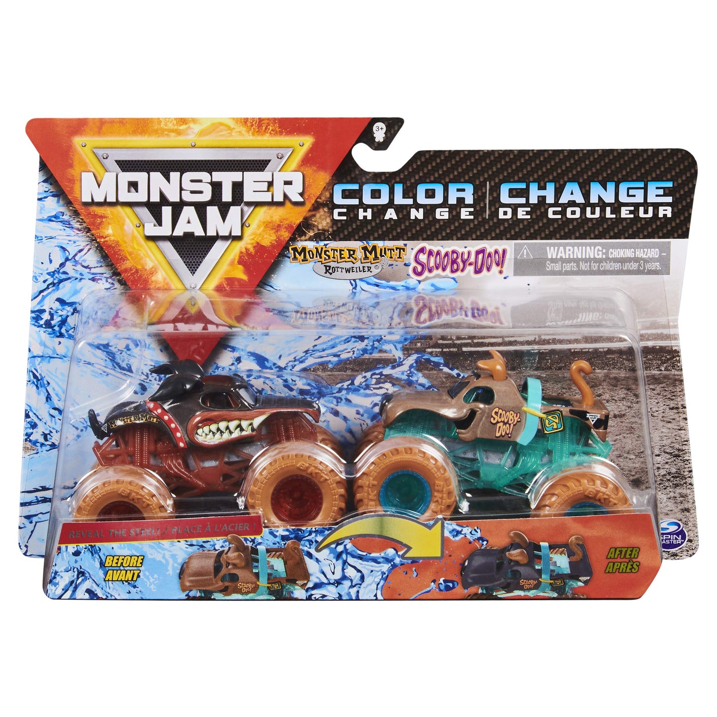 Monster Jam Die-Cast Monster Trucks, 1:64 Scale, Monster Mutt Rottweiler Vs. Scooby Doo, Plastic, Model 6060150