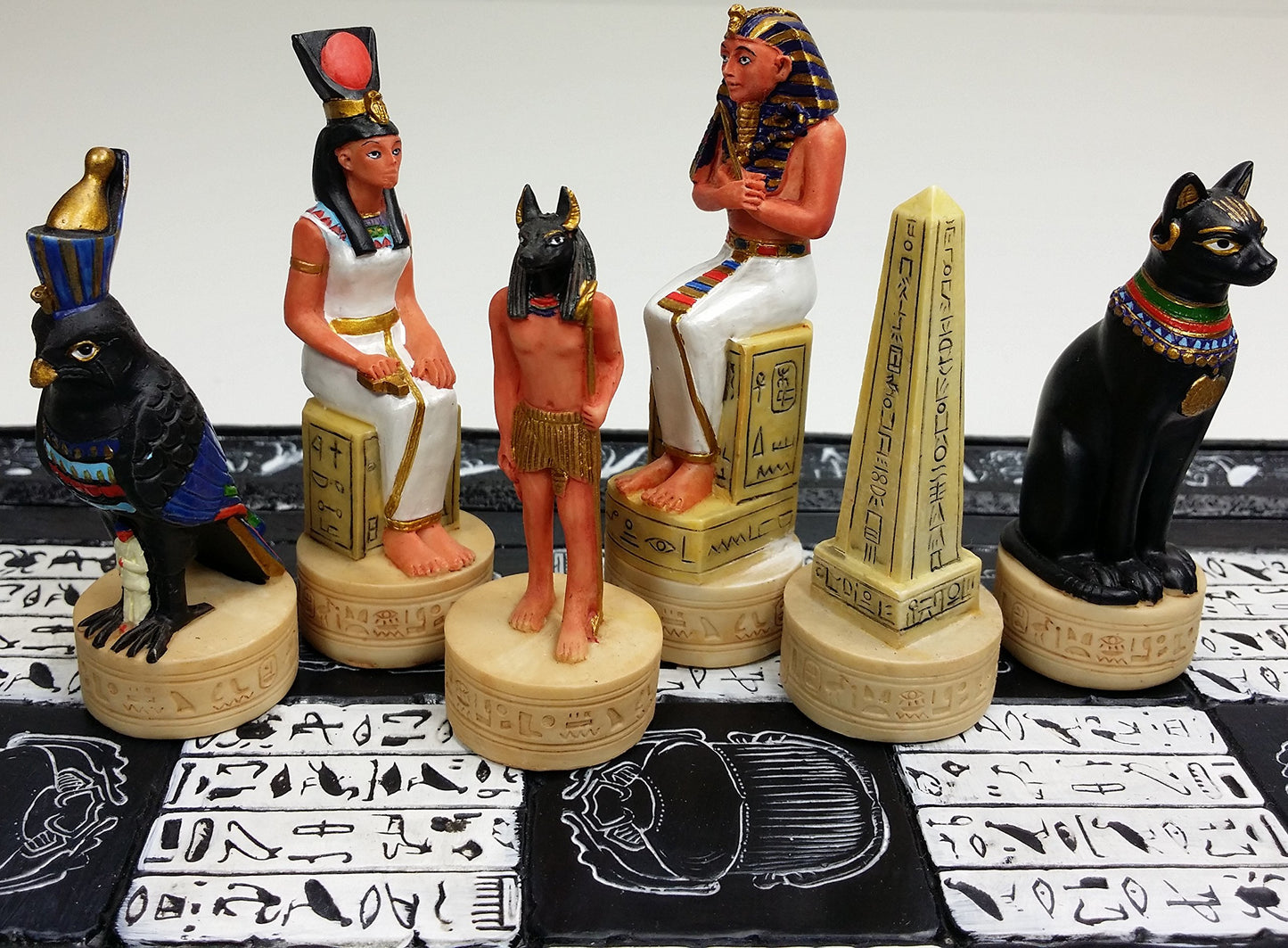 Hpl Egyptian Anubis Buff And Gold Set Of Chess Men Pieces - No Board