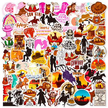 Cowboy Stickers Cowgirl Stickers Combo 100 Pcs, Country Western Decals Vinyl Waterproof Stickers For Water Bottle Laptop Luggage
