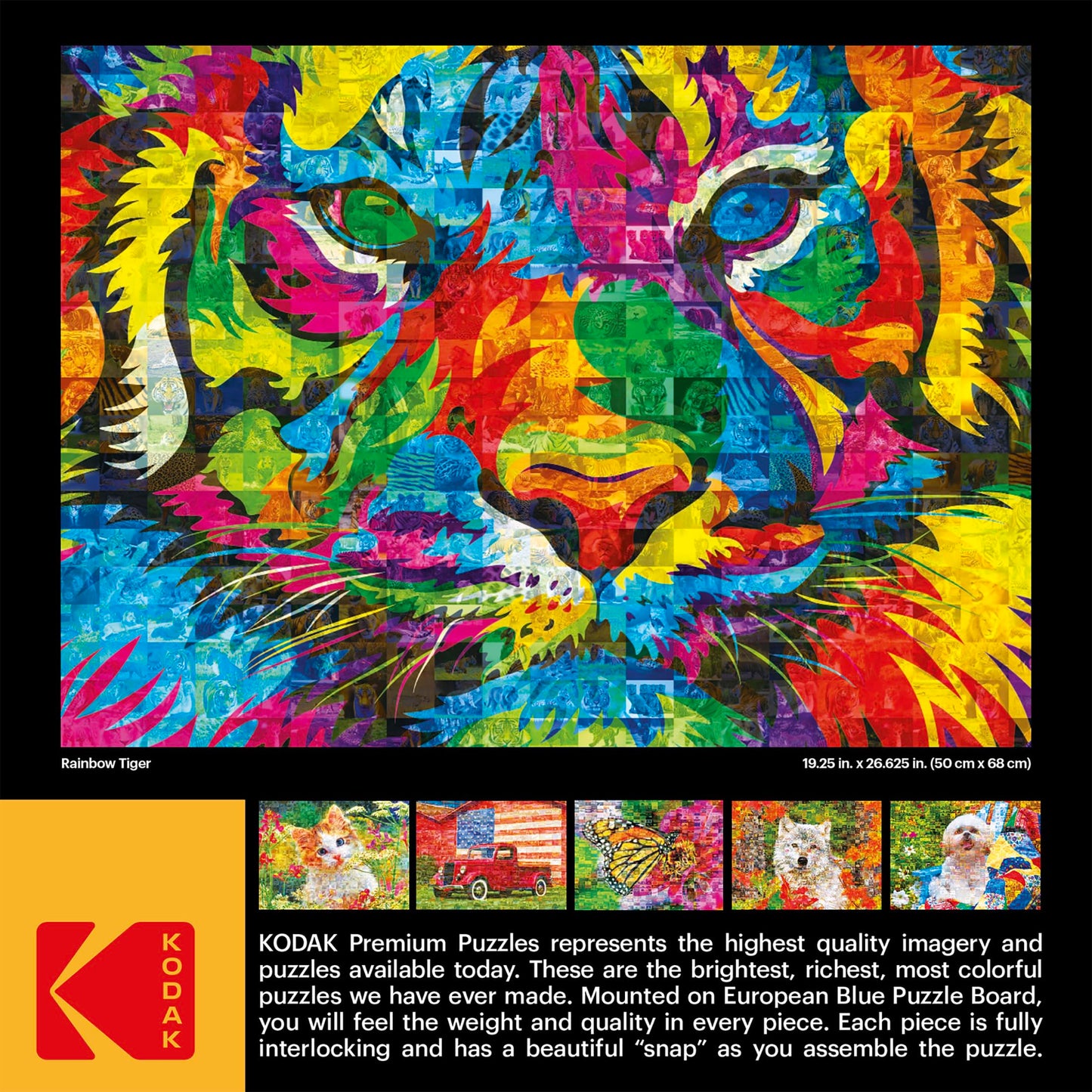 Roseart - Kodak Premium Mosaics - Rainbow Tiger - 750 Piece Jigsaw Puzzle For Adults