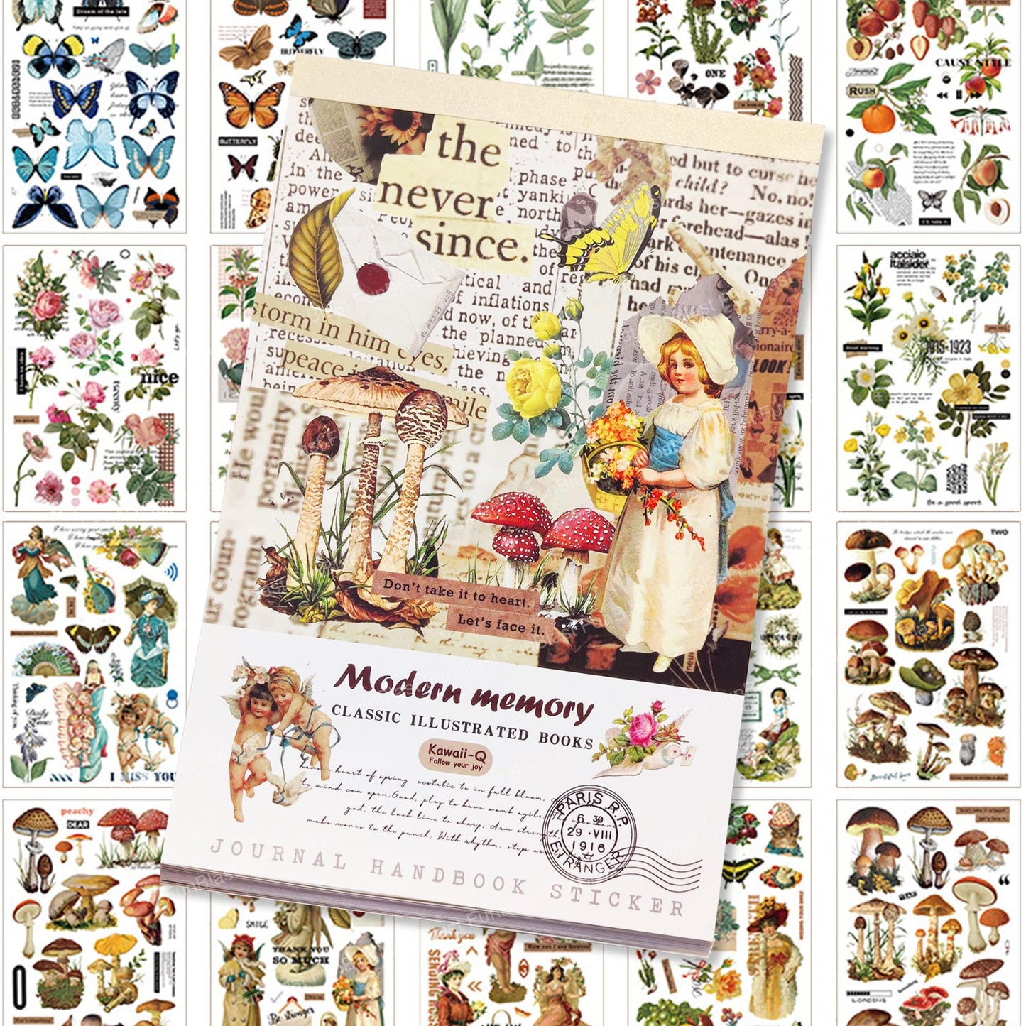 Funblast Sticker Book Set  20 Sheets/240+ Classical Aesthetic Booklet, Retro Decorative Stickers For Scrapbook, Project, Japane