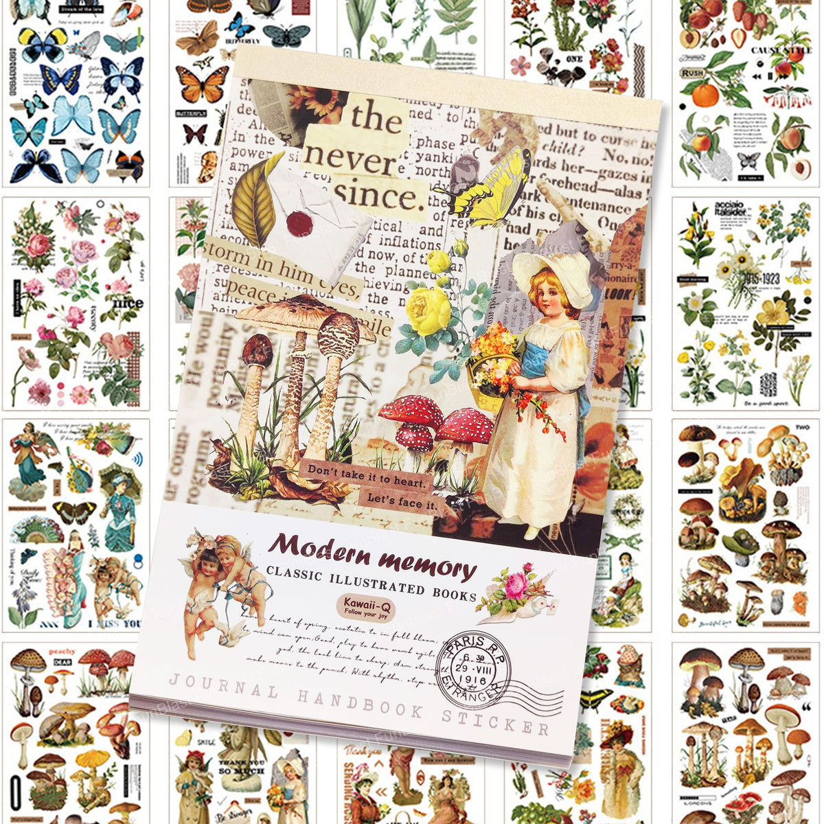 Funblast Sticker Book Set  20 Sheets/240+ Classical Aesthetic Booklet, Retro Decorative Stickers For Scrapbook, Project, Japane