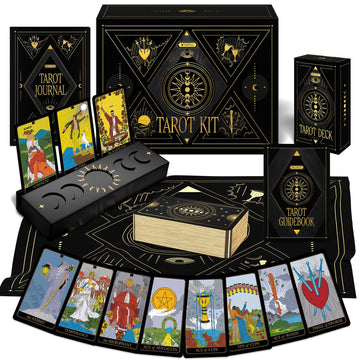 Wyspell Tarot Kit Includes Gold Tarot Cards With Guide Book, A Tarot Cloth, A Tarot Bag, A Tarot Journal, And A Classic Tarot Deck Holder - Beautiful Tarot Cards For Beginners Kit