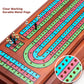 Elongdi Wooden Cribbage Board Game Set With Large Storage Area,9 Metal Pegs & 2 Playing Cards Continuous Solid Wood 3 Track Board Travel Portable Cards Games For Adults Family