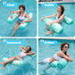 Sloosh Hammock Pool Floats Adults, 4-In-1 Multi-Purpose Inflatable Pool Floaties Pvc Water Hammock Lounge (Tropical Leaves- Cyan