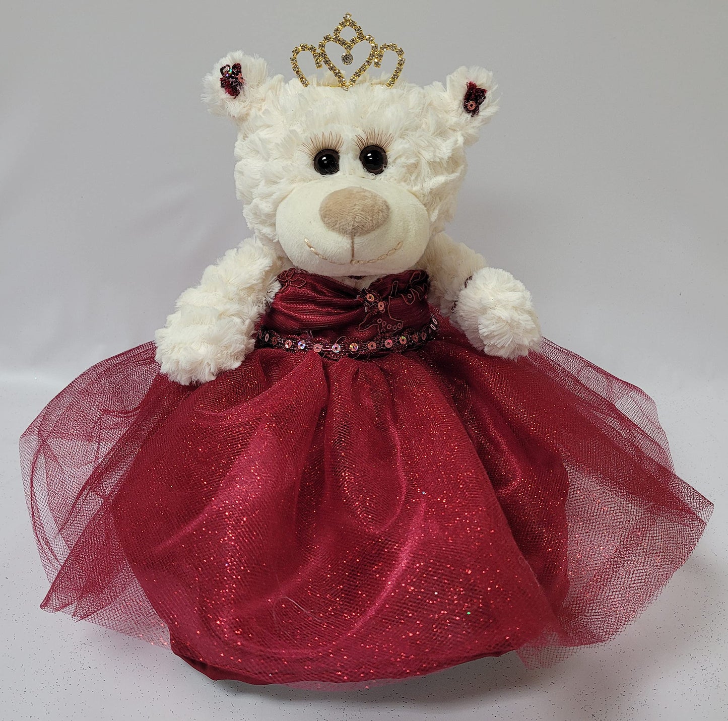 Kinnex Collections Since 1997 12' Quince Anos Quinceanera Last Doll Teddy Bear With Dress (Centerpiece) ~ Arc09831-7 (Burgundy)