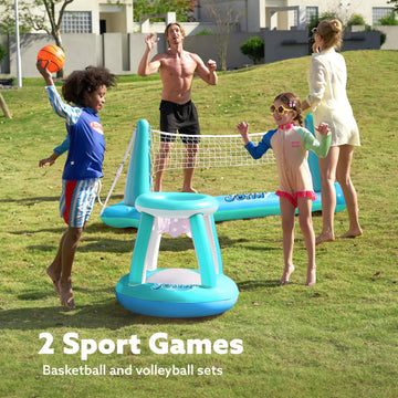 JOYIN Inflatable Pool Float Set Volleyball Net & Basketball Hoops, Floating Swimming Game Toy for Kids and Adults, Summer Floati