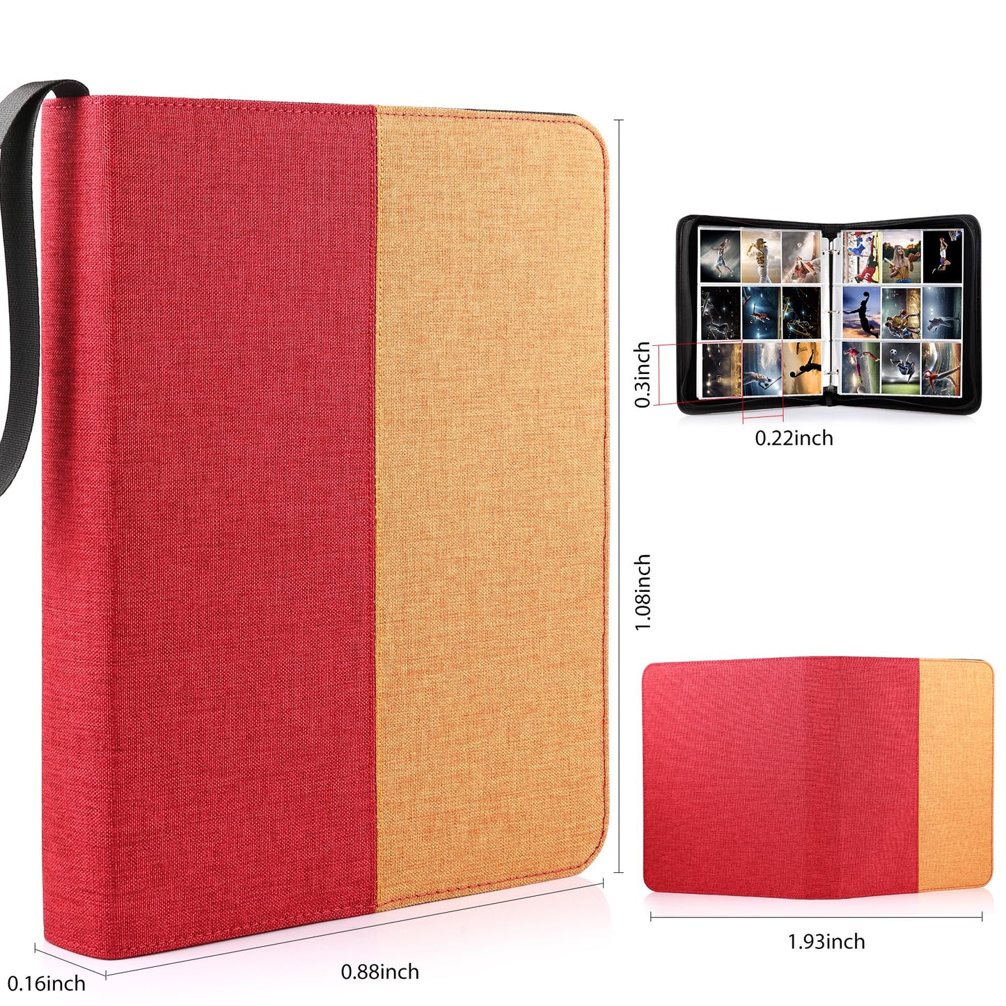 Wot I Trading Card Binder, 900 Pockets Collection Card Binder Sleeves With Polyester Fabric Cover&Zipper, Double Sided Pockets C