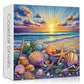 PICKFORU Beach Puzzles for Adults 1000 Piece, Ocean Seashells Puzzle Starfish, Seaside Sunset Scenery Jigsaw Puzzles Beach