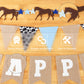 Horse Birthday Decorations - Happy Birthday Burlap Banner - Felt Horse Garland And Pennant Banner - Western Party Decorations -
