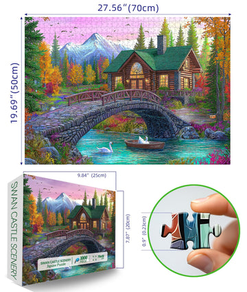 Blueforest Serene Stone Bridge Cottage 1000 Piece Puzzle - Challenging Landscape Jigsaw for Adults, Perfect Game Night & Gift