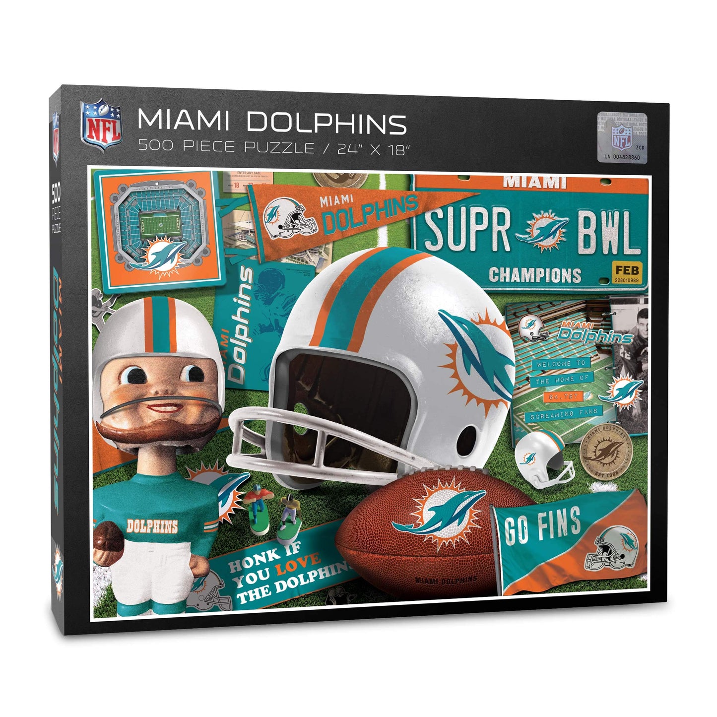 YouTheFan NFL Miami Dolphins Puzzle - 500 Pieces, Cardboard, Team Colors, Model 0951391