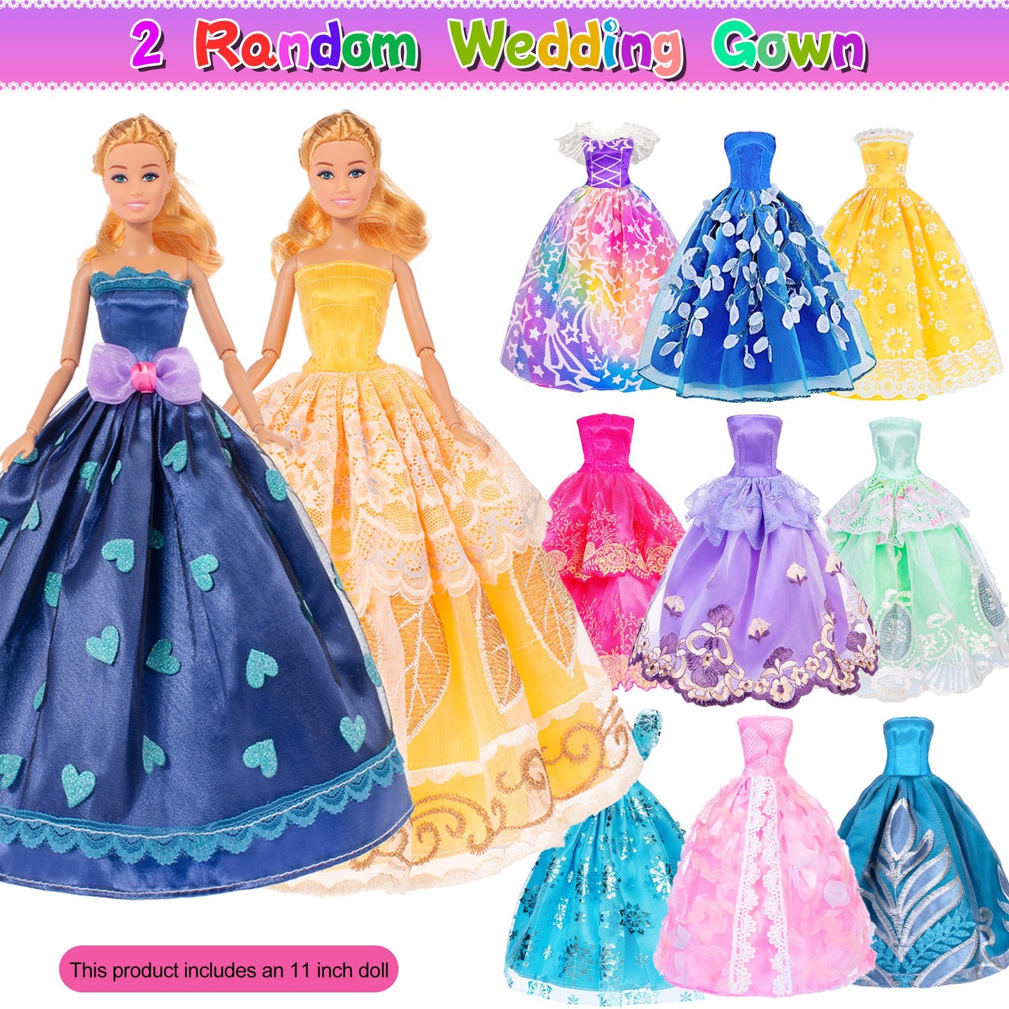 50Pcs 11.5 Inch Fashion Girl Doll With Clothes And Accessories Set Include Doll, Fur Coat, Pricess Dresses, Fashion Dresses,Slip Dress, Outfits, Bikini For Girls (Include Doll)