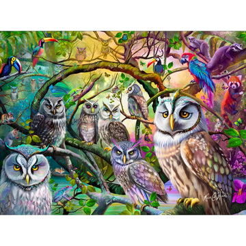 1000 Piece Puzzle for Adults - Hard, Challenging, Difficult Jigsaw - Rose Cat, Khan, Tropical Owls - Hidden Image Puzzle 27x20 I