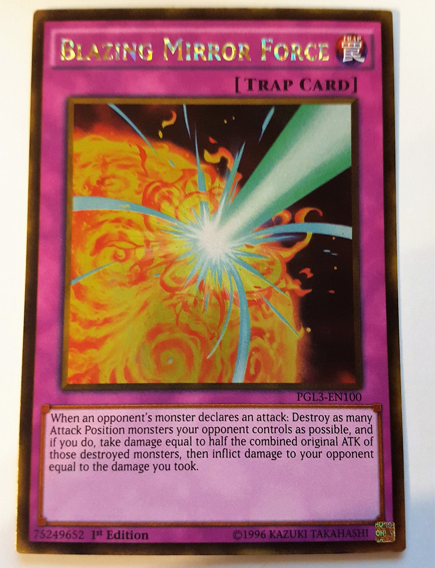 YU-GI-OH! - Blazing Mirror Force (PGL3-EN100) - enhanced Gold: Infinite Gold - 1st Edition - Gold Rare