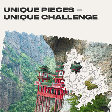 Unidragon Original Wooden Jigsaw Puzzles - Nature Soaring Temple, 250 Pcs, Medium 12.2'X9', Beautiful Gift Package, Unique Shape Best Gift For Adults And Kids