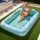 Sloosh Inflatable Tanning Pool Lounger Float,85' X 57' Extra Large Pool Floats Adult With Pillow,4 In 1 Suntan Tub Raft Floatie,Sunbathing Bed Lounge Blow Up Ball Pit Party Gifts,Xl-Cyan White