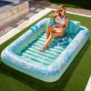 Sloosh Inflatable Tanning Pool Lounger Float,85' X 57' Extra Large Pool Floats Adult With Pillow,4 In 1 Suntan Tub Raft Floatie,Sunbathing Bed Lounge Blow Up Ball Pit Party Gifts,Xl-Cyan White