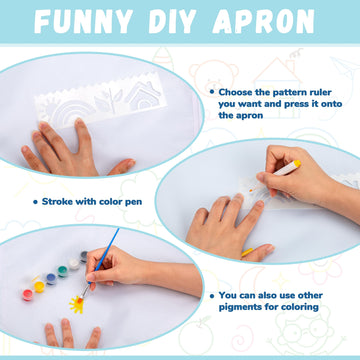 Pllieay 26 Pcs Diy Kid Aprons Toddler Painting Apron With Colored Pen And Stencils For Crafts White Aprons For Diy Craft