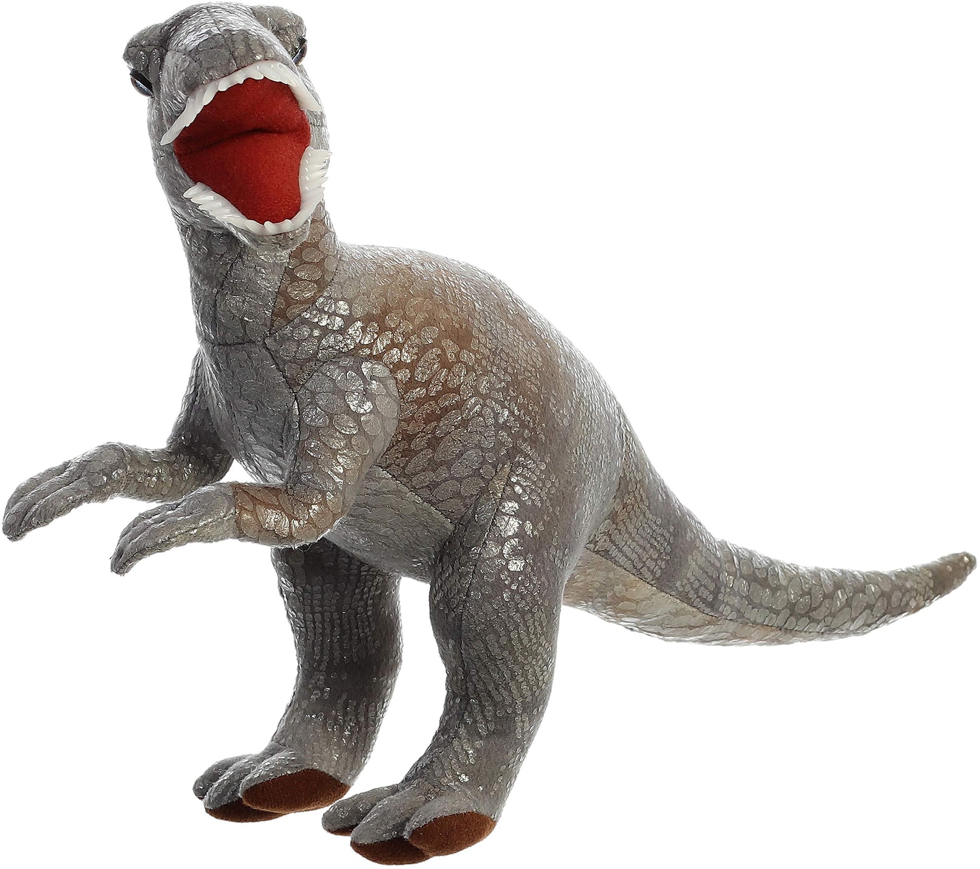 Aurora® Ferocious Dinos & Dragons Velociraptor Stuffed Animal - Prehistoric Fun - Cuddly Companions - Gray 12 Inches