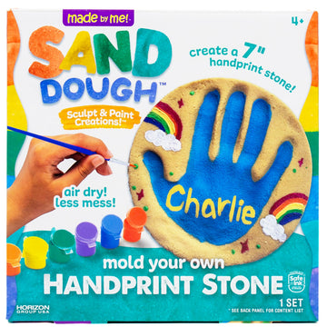 Made By Me! Sand Dough Sculpt & Paint Creations! Mold Your Own Hand Print Stone, Diy 7-Inch Handprint Stone Kit, Mess-Free Stepping Stones, Staycation Activity, Keepsake Gift For Kids Ages 4+