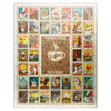 MyPuzzle Coffee Collection: Multi-Image Print  Vintage Poster - enhanced 100 Piece Jigsaw Puzzle for mature-themeds