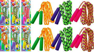 JA-RU 7ft Adjustable Jump Rope for Kids (6-Pack) - Nylon Braided Skipping Rope for Kids | Playground Toys & Recess Equipment for