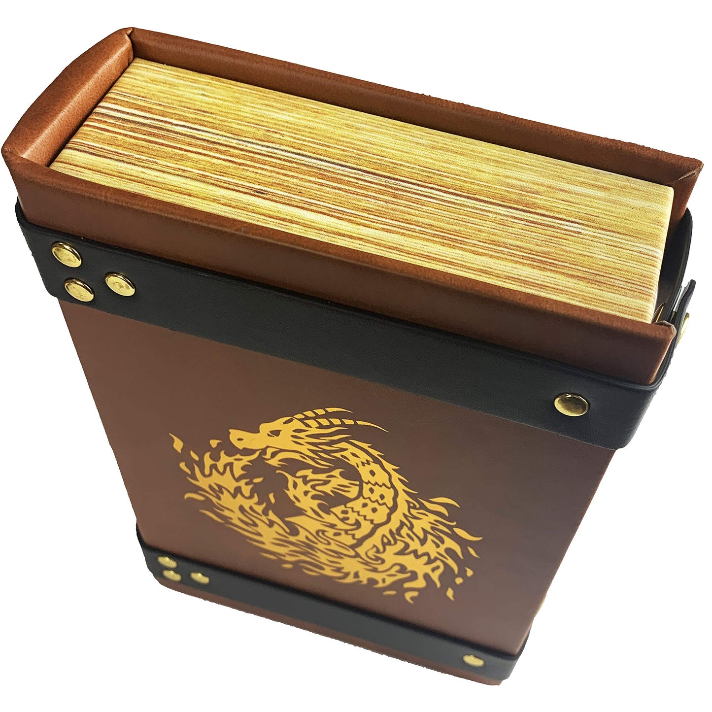 Fantasydice Book-Shaped Gold/Purple Fire Dragon Rolling Magic Book Tray For All Tabletop Rpgs Like D&D, Call Of Cthulhu, Shadowrun.