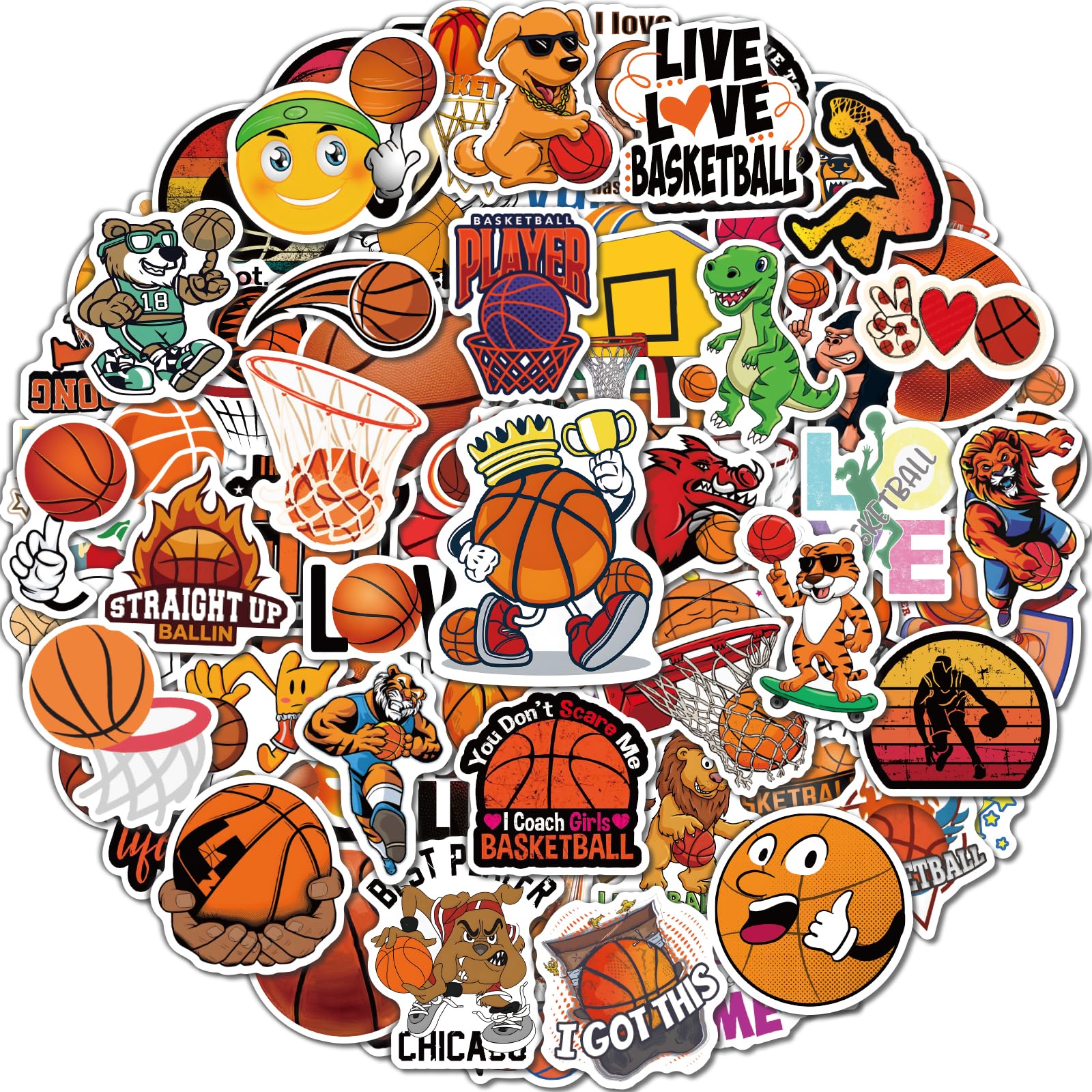 Benresive 100 Pcs Basketball Stickers For Kids, Sport Stickers For Water Bottles, Waterproof Water Bottle Stickers For Boys, Vinyl Laptop Stickers, Kids Boys Classroom Prizes For Elementary Students