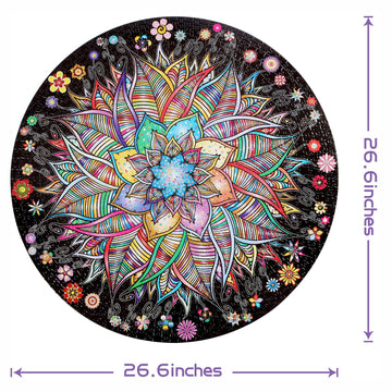Bgraamiens Puzzle-Flower Whisper-1000 Pieces Round Puzzle Color Challenge Jigsaw Puzzles For Adults And Kids