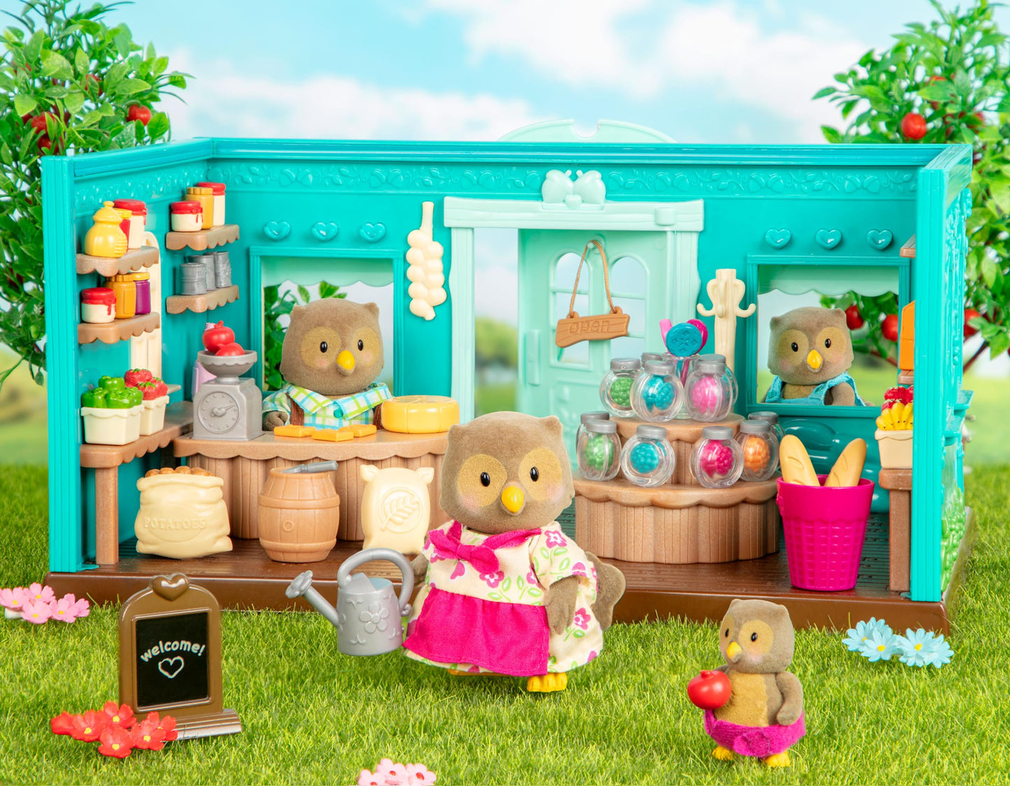 Lil Woodzeez - Owl Family Set with Storybook - 5 Pieces Miniature Animal Figurines - Collectible Toy Figures for Kids - Family