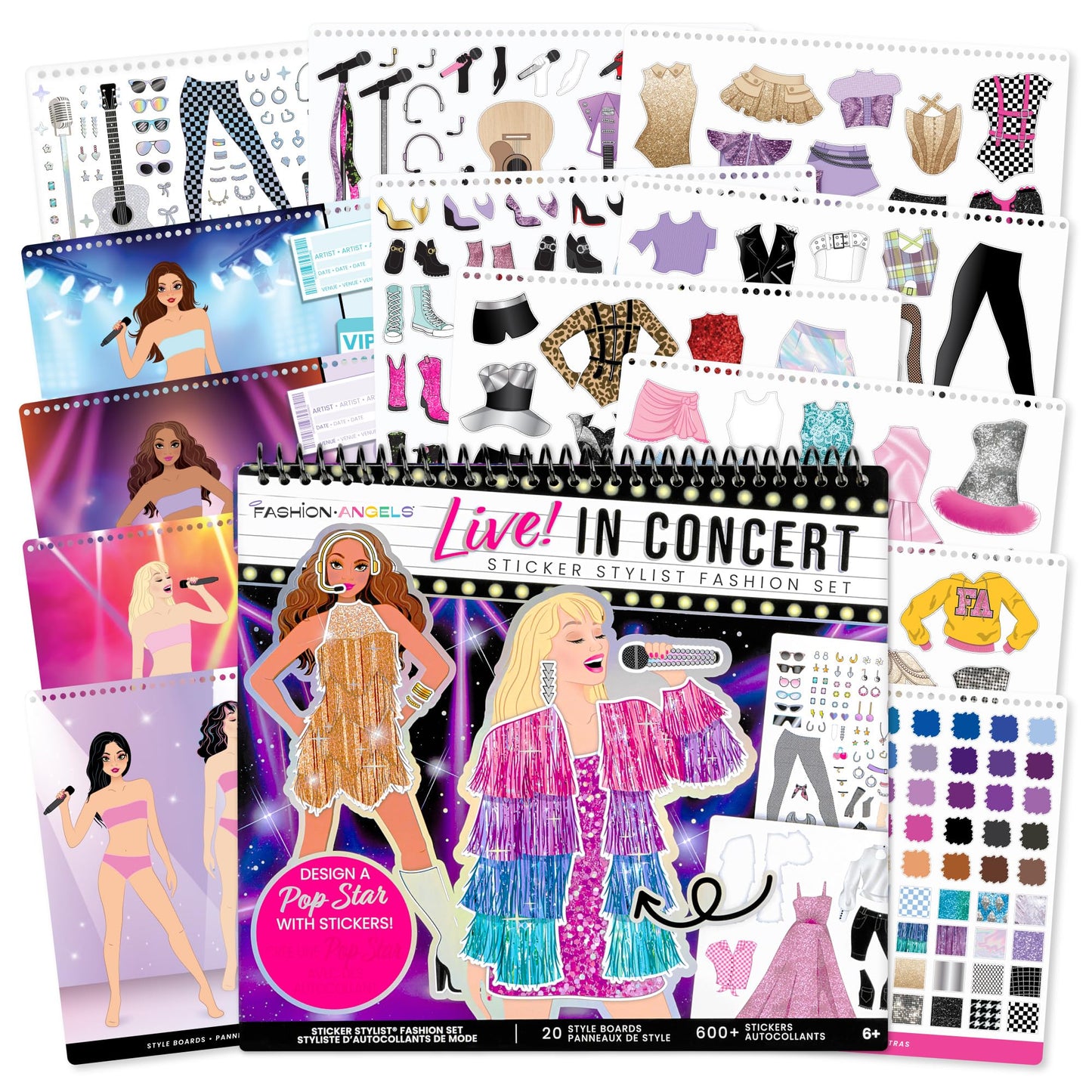 Fashion Angels Live! in Concert Sticker Stylist Fashion Set, Includes Concert Venue Style Boards, Popstar Silhouettes & 600+ Sti