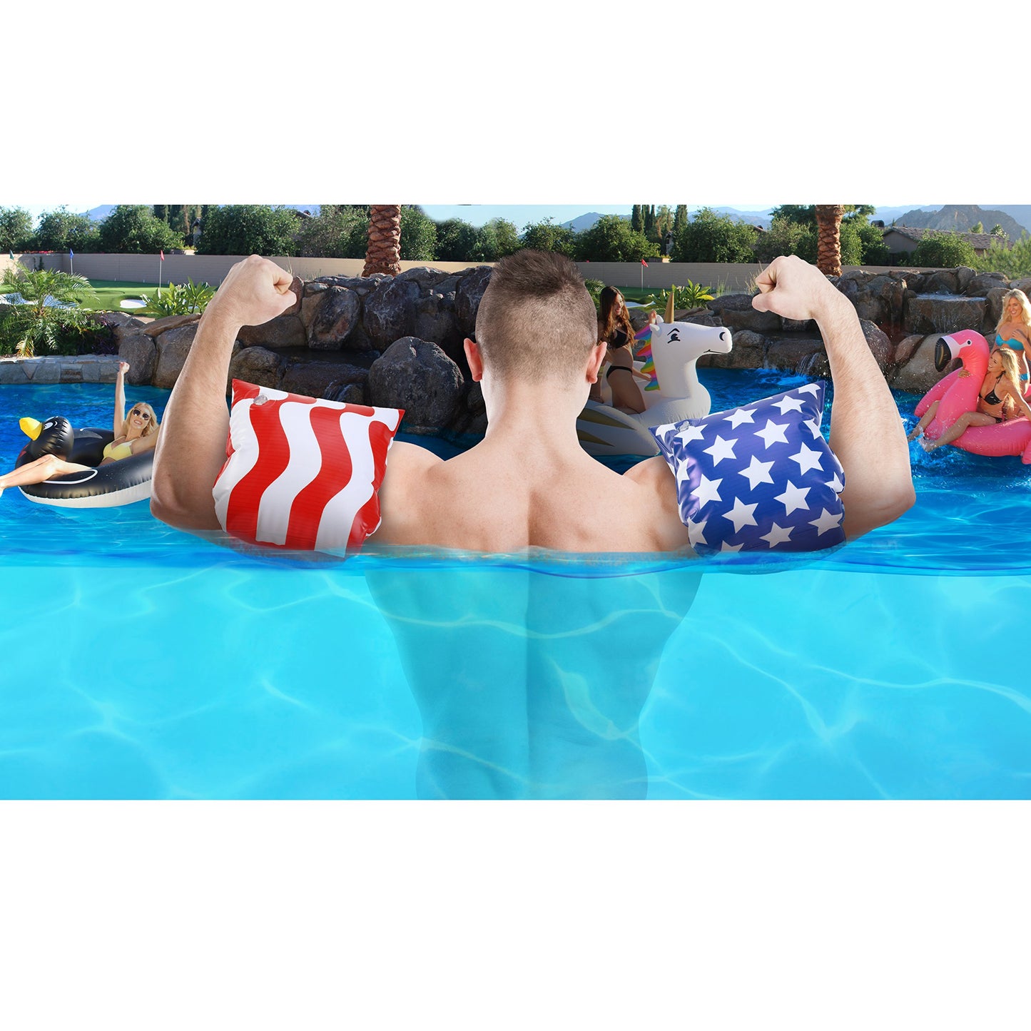 GoFloats American Flag mature-themed Water Wing Floaties - Own The Pool (Novelty USE ONLY)