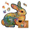 Unidragon Original Wooden Jigsaw Puzzles - Precious Rabbit, 195 Pieces, Medium Size 11.4'X11.8', Beautiful Gift Package, Unique Shape Best Gift For Adults And Kids