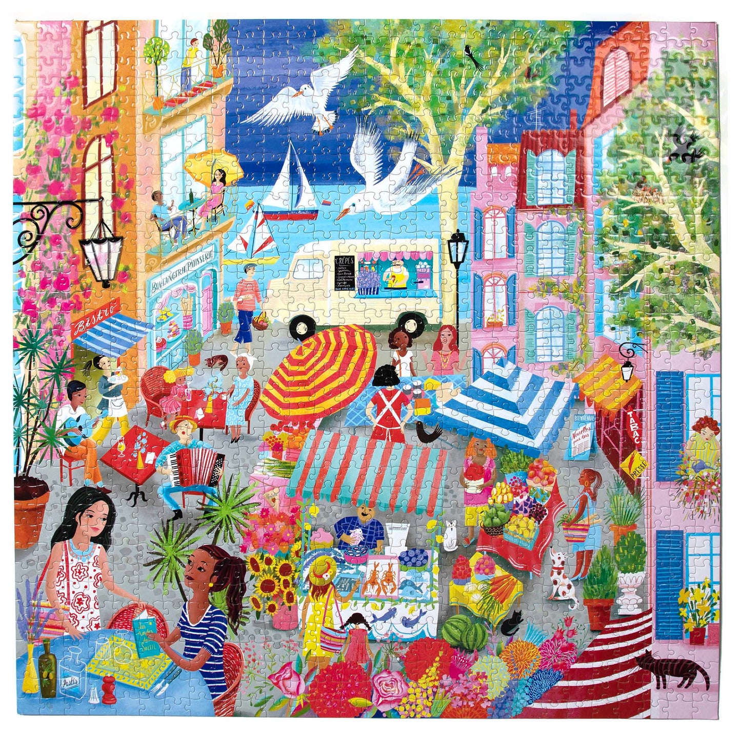 eeBoo: Piece and Love Marketplace in France 1000 Piece Square mature-themed Piece Puzzle  23 x 23 When Completed  Sturdy Puzzle Pieces  for Ages 14 and up