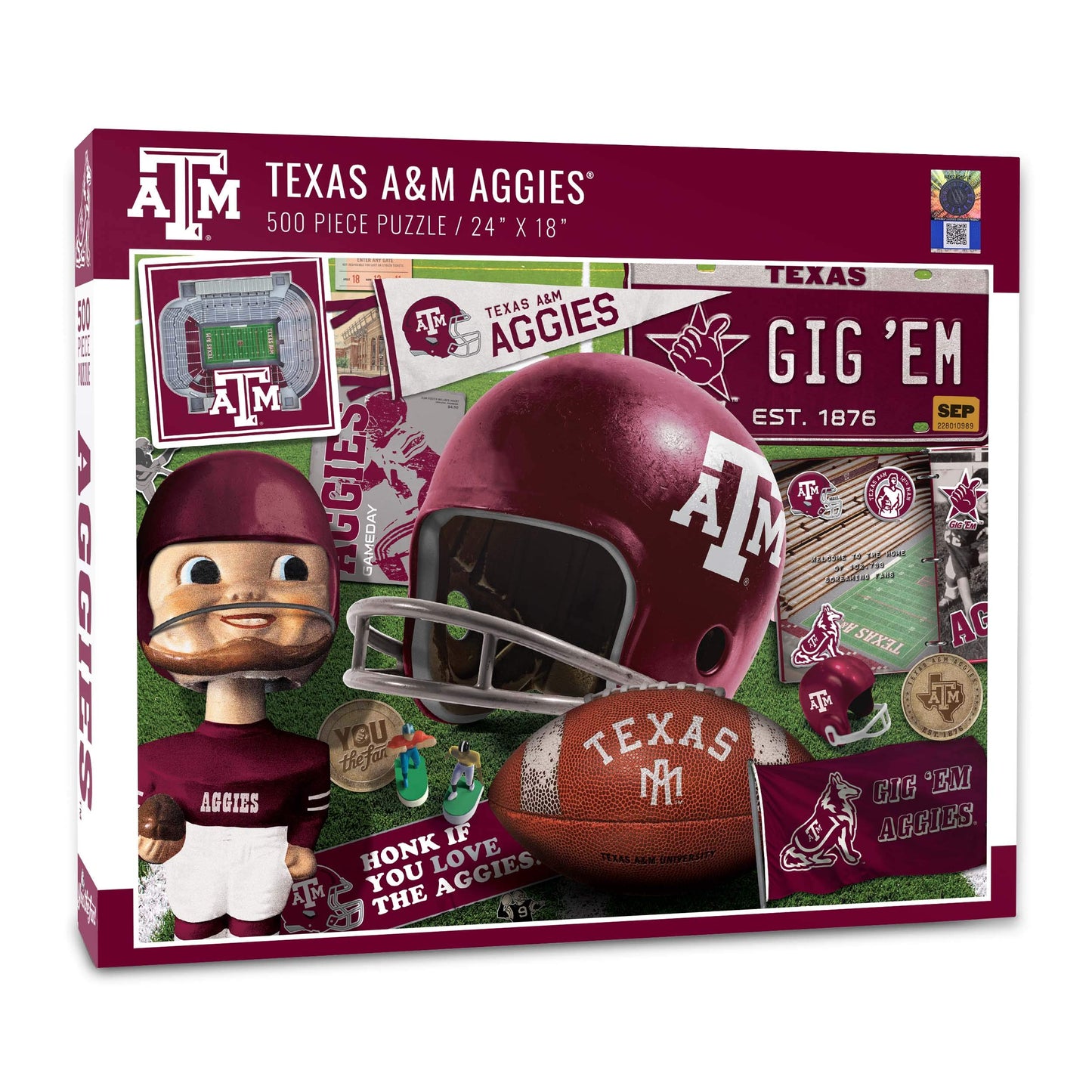YouTheFan NCAA Texas A&M Aggies Retro Puzzle - 500 Pieces, Cardboard, Team Colors, Model 0950257