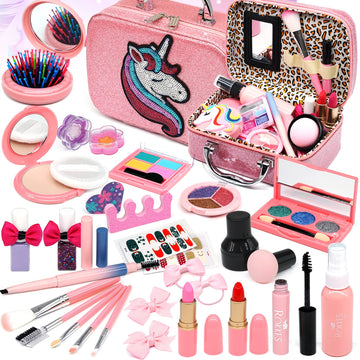 HERAPFANN Kids Washable Makeup kit for Girl - Kids Makeup Kit Toys for Girls Little Girls Makeup Kit, Toddler & Non-Toxic Make U
