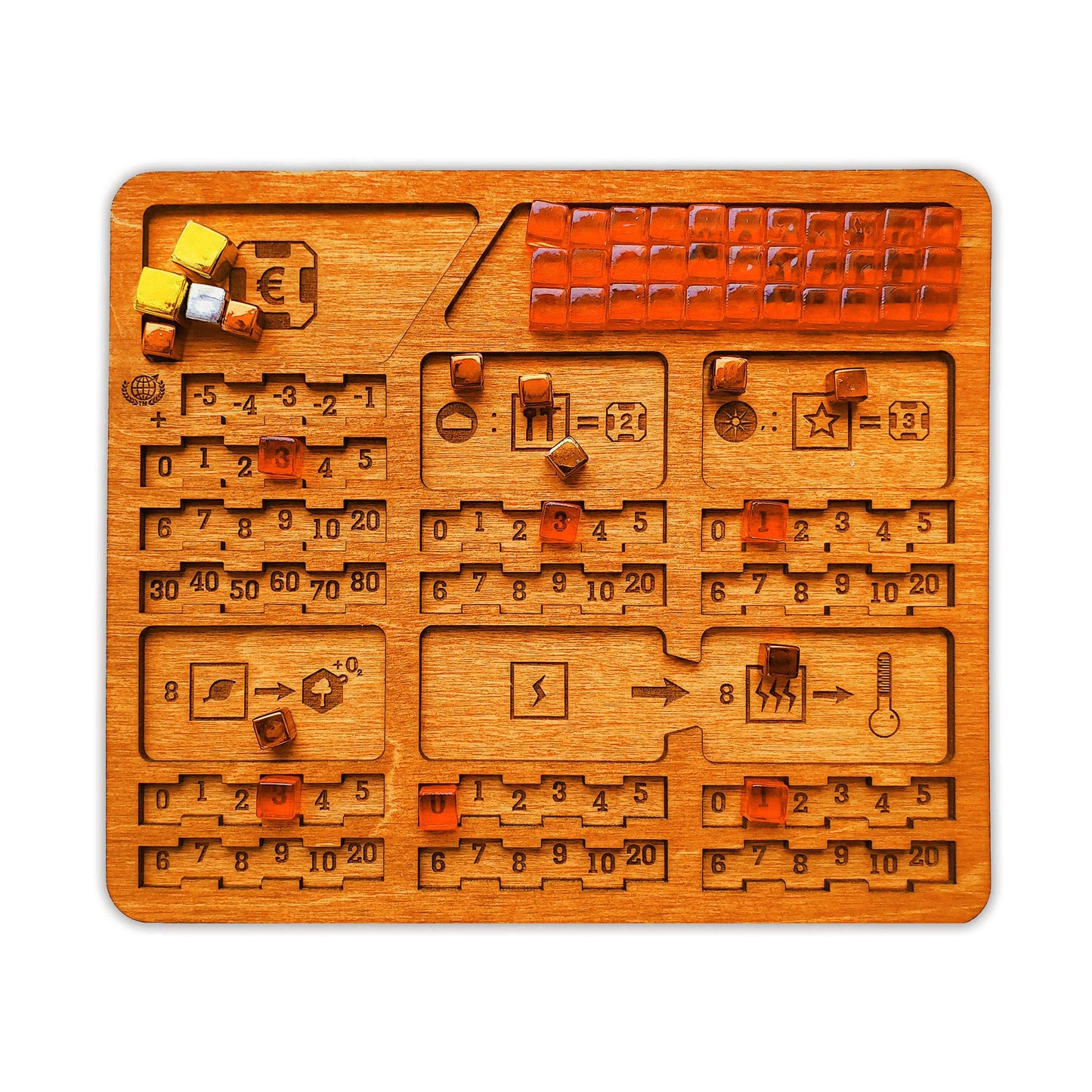 Smonex 5 Wood Player Boards Compatible With Terraforming Mars Board Game - Gaming Organization With Player Trays Suitable For Al