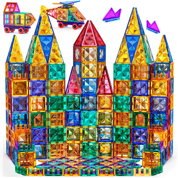 Temi Magnetic Tiles,180 Piece Building Blocks, Magnets Building Set, Stem & Learning & Education Toys Christmas Toy Gift For Ages 3 4 5 6 7 8+ Year Old Toddler Kids Boys And Girls