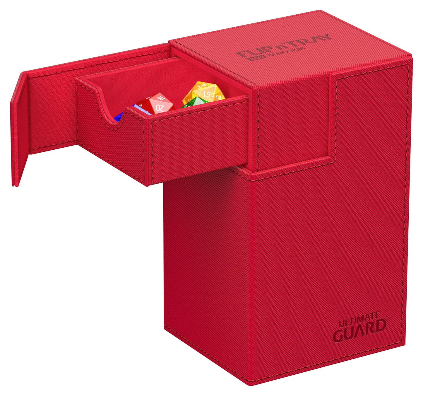 Ultimate Guard Flip'N'Tray 80+, Deck Case For 80 Double-Sleeved Tcg Cards + Dice Tray, Red, Independent Magnetic Closure & Microfiber Inner Lining