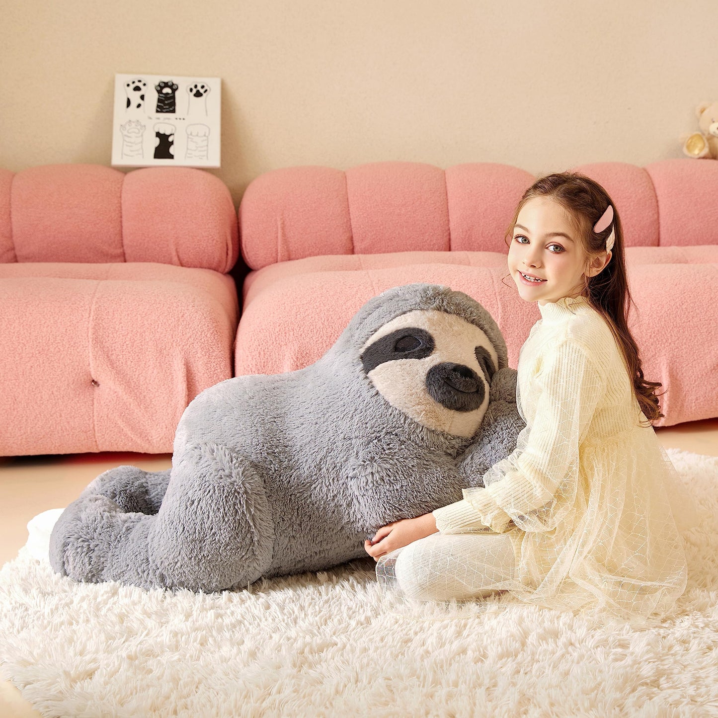Tumyay Giant Sloth Plush Toy - 30" Soft Polyester Stuffed Animal, Cute Birthday Gift for Kids