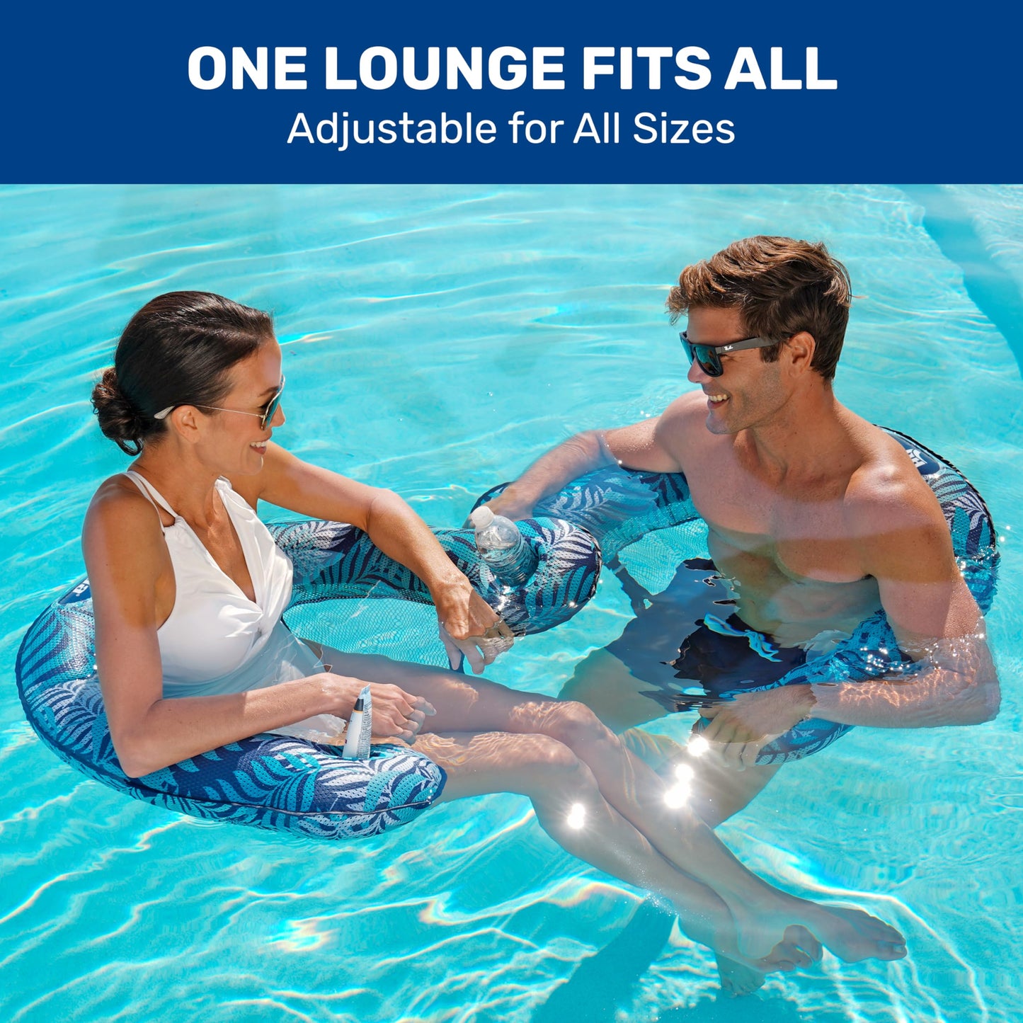 New Aqua Luxury Pool Noodle Chair Float With Adjustable Seat And Two Cup Holders – Blue Fern