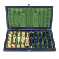 Chess and Games Shop Muba Wooden Folding Chess Set - Vintage 14" Carved Pieces in Blueberry Color