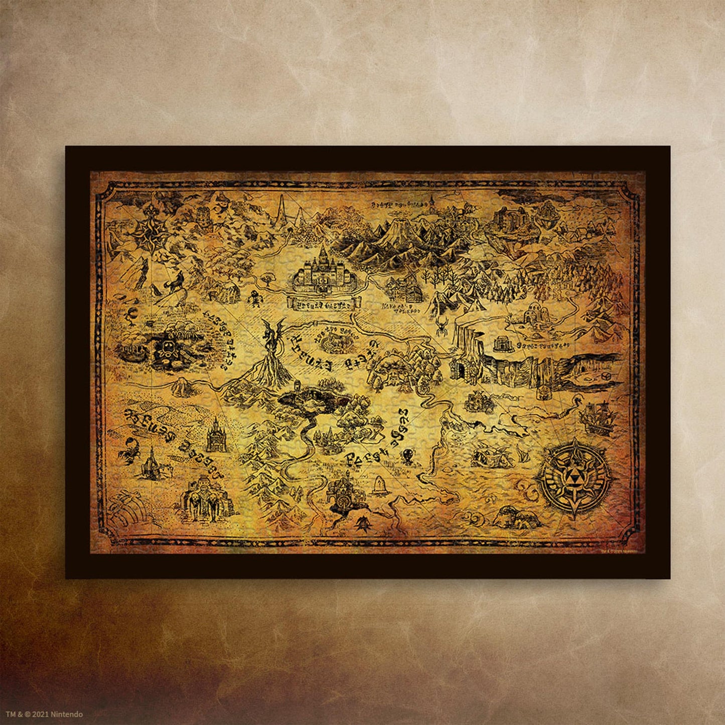 USAOPOLY The Legend of Zelda Hyrule Map Jigsaw Puzzle - 1,000 Pieces, Cardboard, Various Colours, Model TOP-PZ010