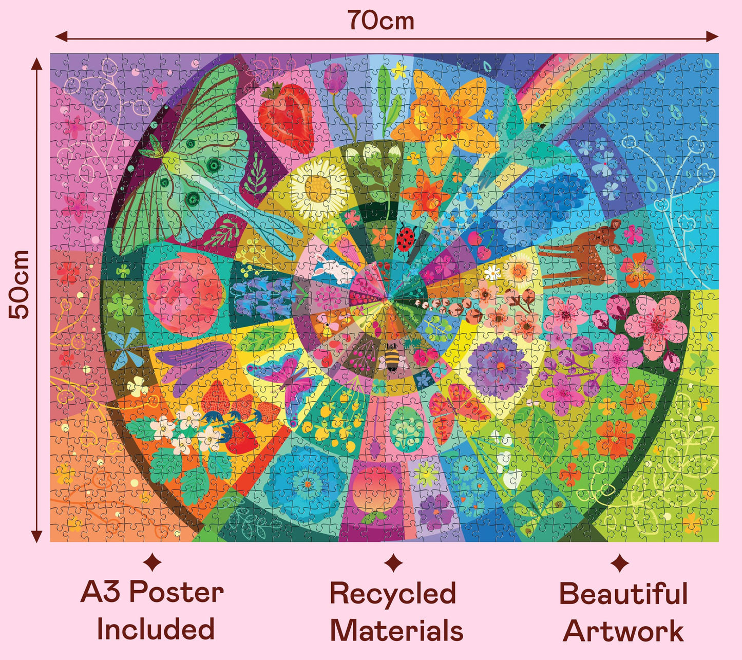 Elena Essex Puzzles 1000 Pieces - Spring Wheel, Jigsaw Puzzles 1000 Pieces, Spring Puzzle, Color Spring Summer Flower, Size 28 x