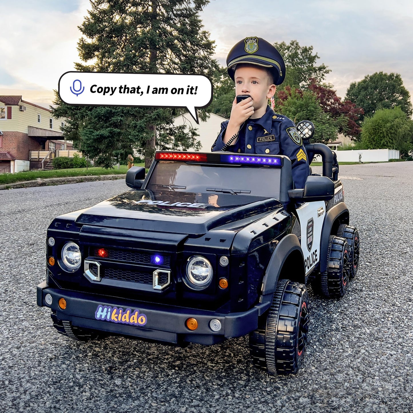 Hikiddo Electric Police Car For Kids 2 Seater, 24V 4Wd Ride On Toy For Big Kids With Remote Control, 4X200W Motors, 5Mph Max Spe
