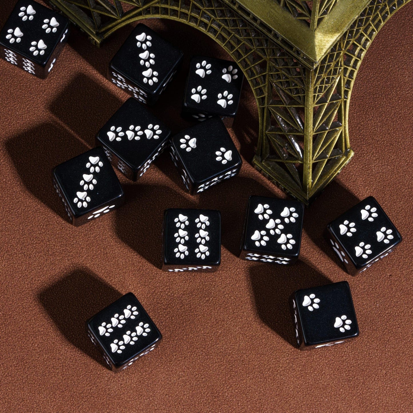 HDdais 10 Pack D6 Dice Set, Six Sides White Cat's Paw 6 Sided Dice for DND MTG PRG Wow Table Games